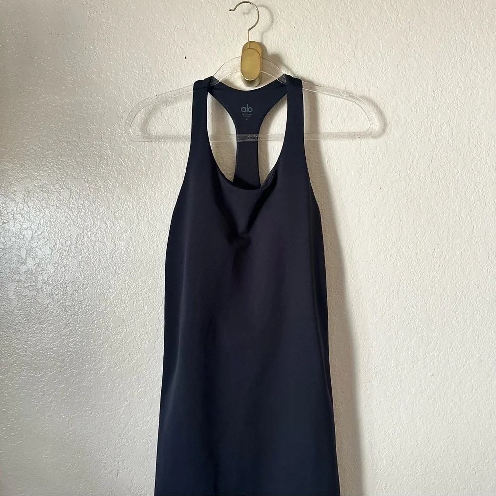 ALO Yoga Black Scoop Neck Racerback Mini Dress